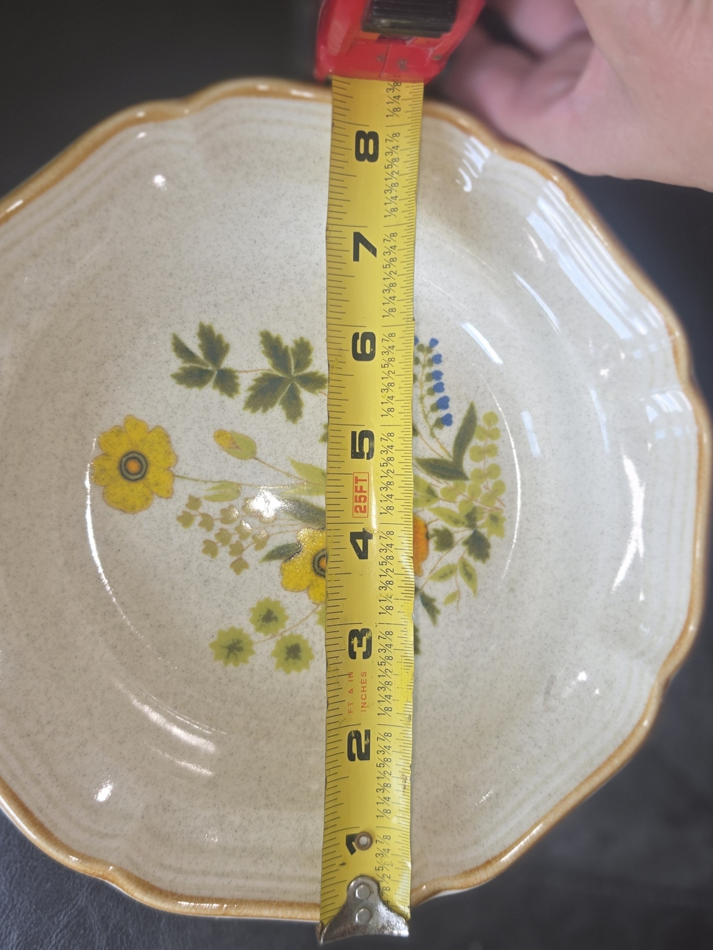 Stoneware Floral Serving Bowl - Yellow/Green